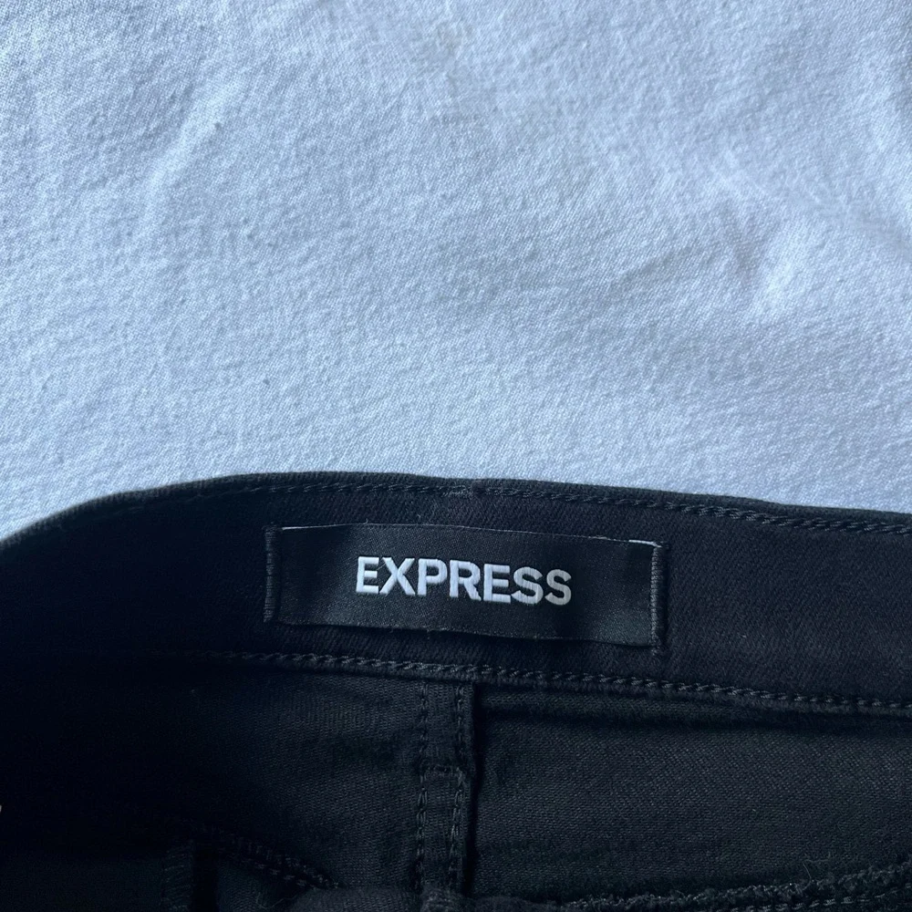 Express Straight Black Denim Mini Skirt